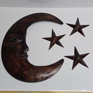 Elements Moon and Stars Metal Wall Art Bronze Copper Tone Celestial Boho